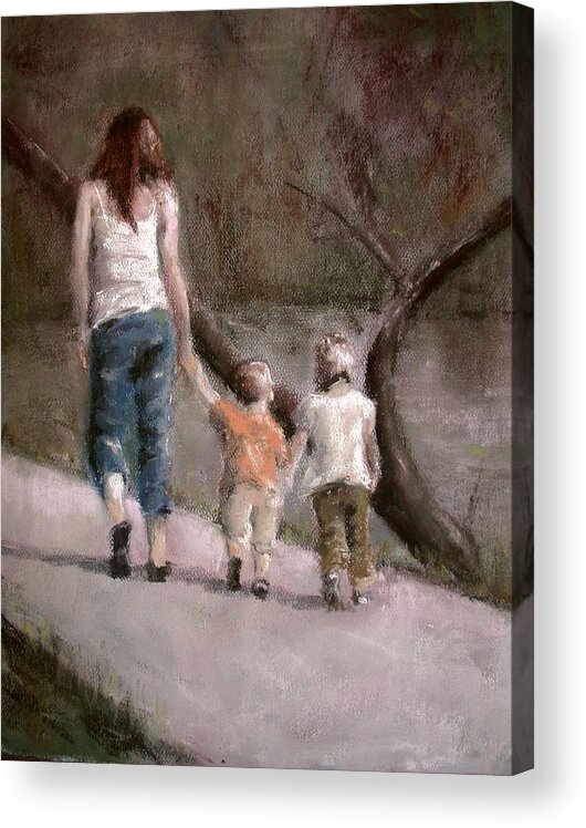 Pastel Acrylic Print featuring the painting A Walk in the Park by Jim Fronapfel