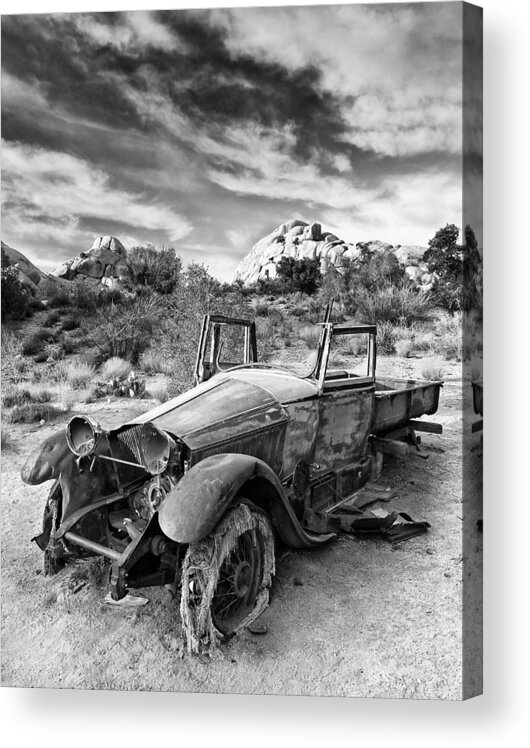 Monochrome Landscapes Acrylic Print featuring the photograph Abandoned Car by Alexis Birkill
