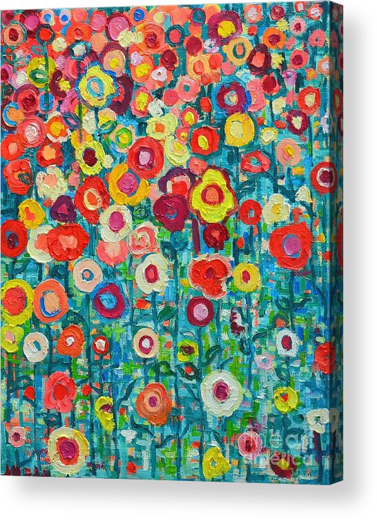 Abstract Acrylic Print featuring the painting Abstract Garden Of Happiness by Ana Maria Edulescu