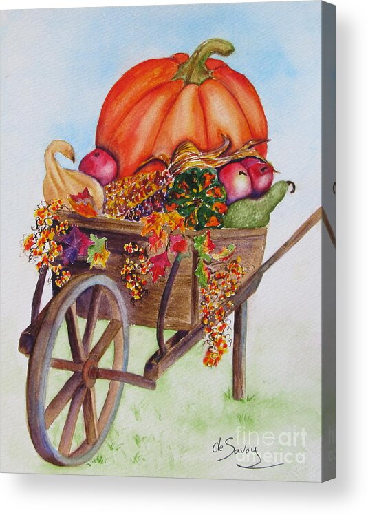 Fall Squash Watercolor Acrylic Print featuring the painting Abundance by Diane DeSavoy