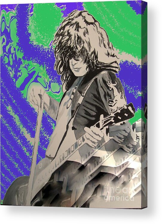 Led Zeppelin Acrylic Print featuring the painting Across The Strings by Stuart Engel