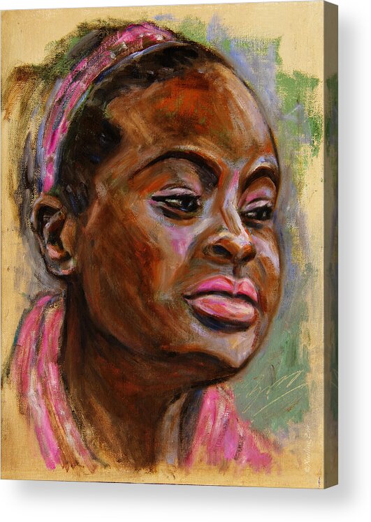 Woman Acrylic Print featuring the painting African American 3 by Xueling Zou