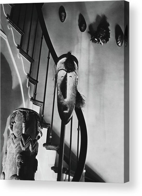 Art Acrylic Print featuring the photograph African Masks And Drums In Eugene O'neill's by Anton Bruehl