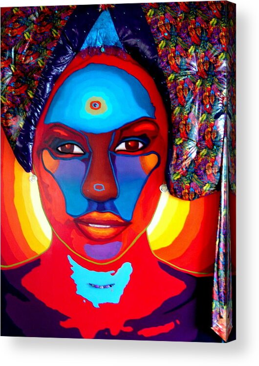 Color Acrylic Print featuring the painting African Queem by MarvL Roussan