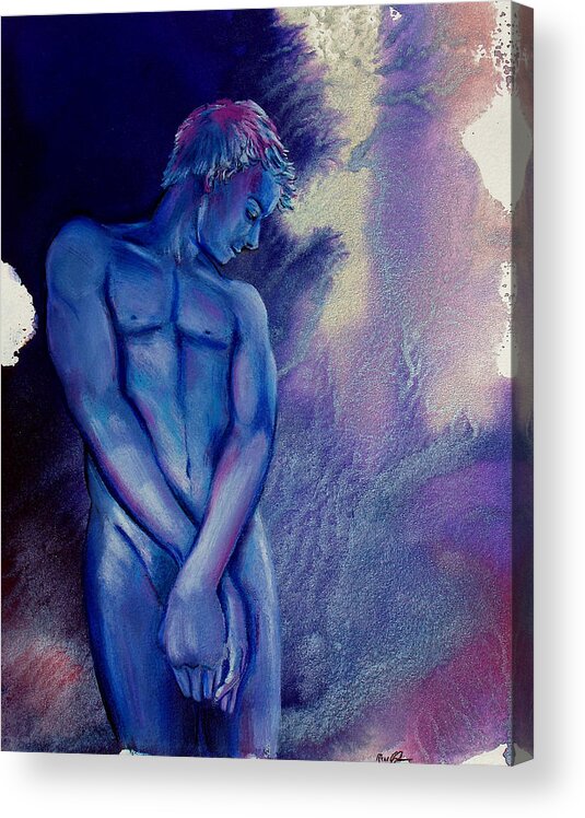 Male Figure Drawing Acrylic Print featuring the painting After Midnight by Rene Capone