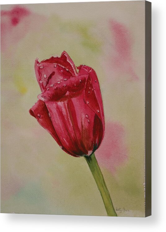 Tulip Acrylic Print featuring the painting After the rain by Betty-Anne McDonald