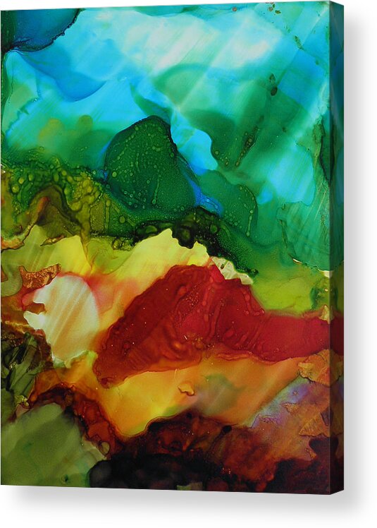 Abstract Landscape Acrylic Print featuring the painting Alcohol Ink Landscape # 157 by Sandra Fox