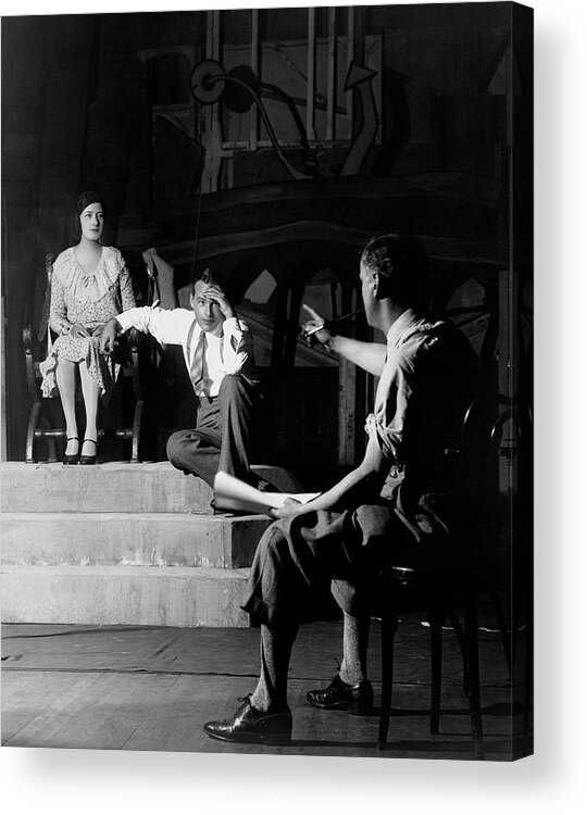 Actor Acrylic Print featuring the photograph Alfred Lunt On Stage With Lynne Fontanne by Florence Vandamm