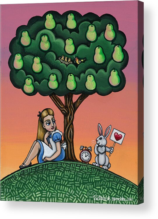 Alice Acrylic Print featuring the painting Alice in Wonderland art by Victoria De Almeida