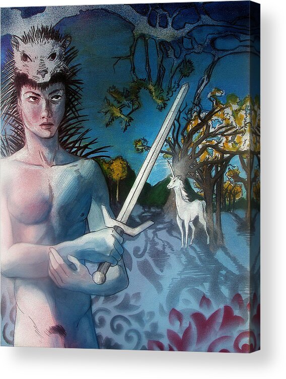 Fantasy Acrylic Print featuring the painting All I need is a Unicorn by Rene Capone