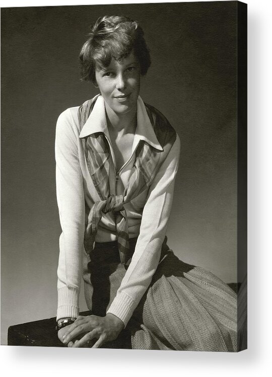 Aviation Acrylic Print featuring the photograph Amelia Earhart Wearing A Scarf by Edward Steichen