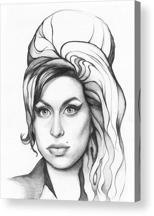 Amy Acrylic Print featuring the drawing Amy Winehouse by Olga Shvartsur