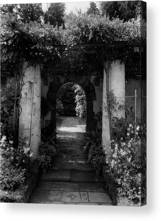 Exterior Acrylic Print featuring the photograph An Archway In The Garden Of Mrs. Carl Tucker by Harry G. Healy