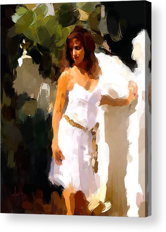 Beautiful Woman Acrylic Print featuring the painting Angel in Corsica by Josef Kelly