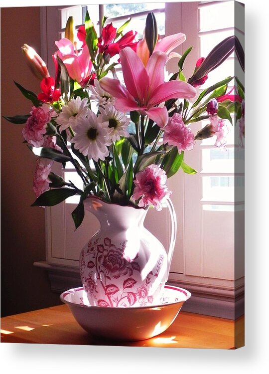Flowers Acrylic Print featuring the photograph Another Grandma's Pitcher with Flowers by Patricia Greer
