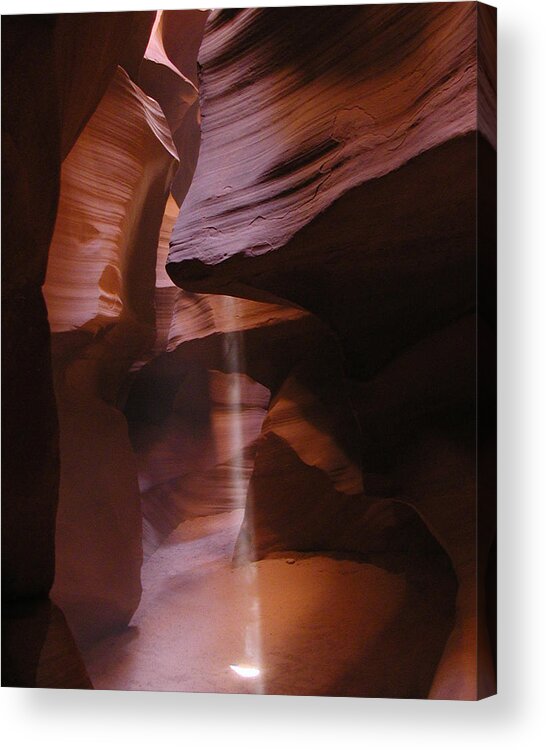 Upper Acrylic Print featuring the photograph Antelope Canyon with Light Beam by Alan Socolik