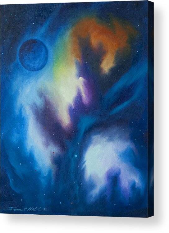 Planet Acrylic Print featuring the painting Aramon Nebula by James Hill