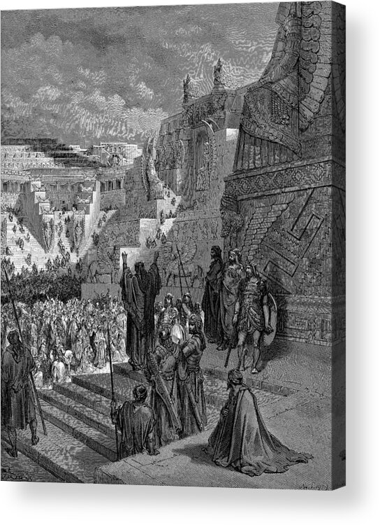 Dinner Acrylic Print featuring the painting Artaxerxes Granting Liberty to the Jews by Celestial Images