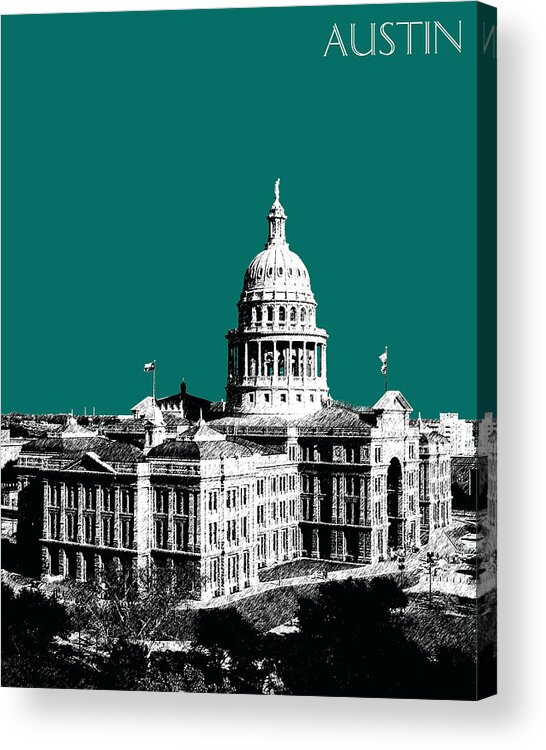 Architecture Acrylic Print featuring the digital art Austin Texas Capital - Sea Green by DB Artist