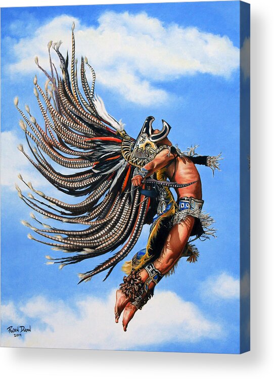 Figure Acrylic Print featuring the painting Aztec Warrior by Ruben Duran
