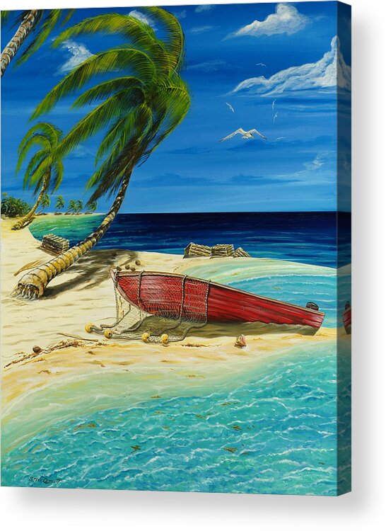 Bahama Acrylic Print featuring the painting Bahama Beach by Steve Ozment
