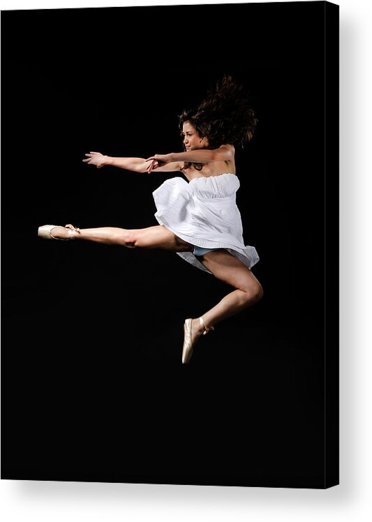 Ballet Dancer Acrylic Print featuring the photograph Ballerina Jumping by Stock colors