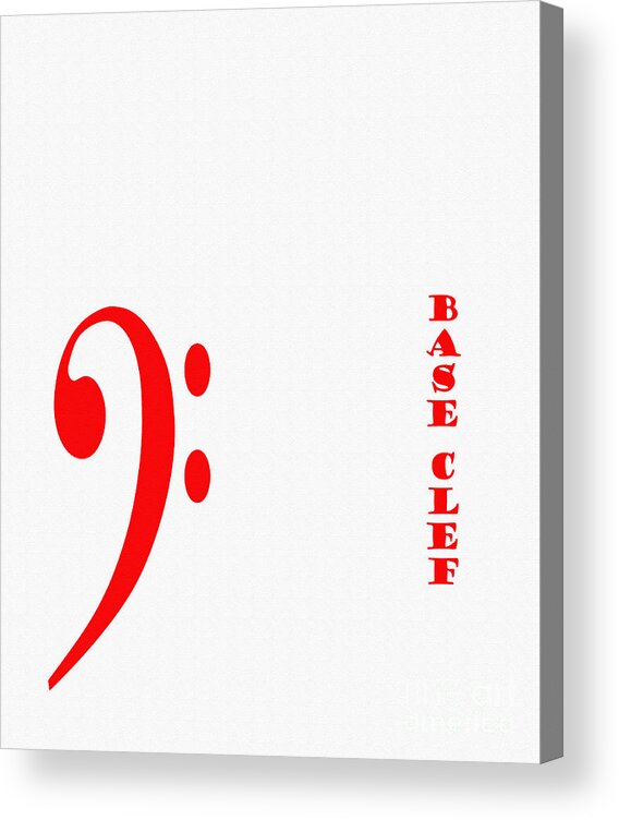 Base Clef - Music Symbol - Red Acrylic Print featuring the digital art Base Clef - Music Symbol - Red by Barbara A Griffin