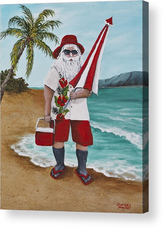 Christmas Acrylic Print featuring the painting Beachen Santa by Darice Machel McGuire