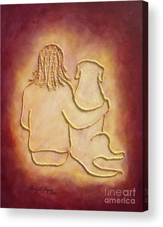 Dog Acrylic Print featuring the painting Being There 3 - Dog and Friend by Amy Reges