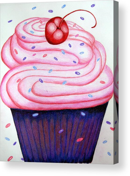 Cake Acrylic Print featuring the drawing Big Cupcake by Kori Vincent
