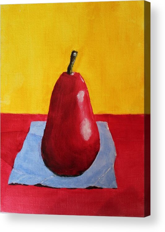 Pear Acrylic Print featuring the painting Big Red Pear by Melvin Turner