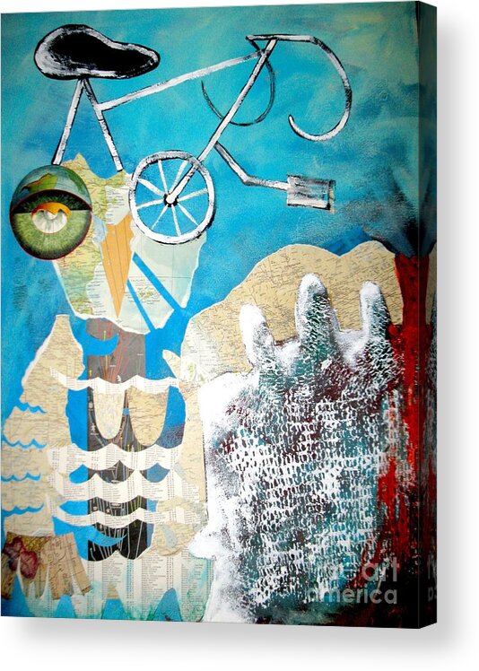 Owl Acrylic Print featuring the painting Bike Owl by Amy Sorrell