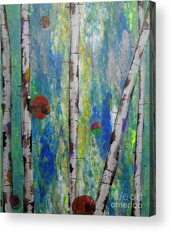 Birch Lt. Green 4 Acrylic Print featuring the painting Birch - Lt. Green 4 by Jacqueline Athmann