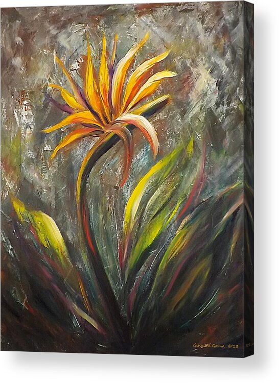 Florals Acrylic Print featuring the painting Bird of Paradise 63 by Gina De Gorna