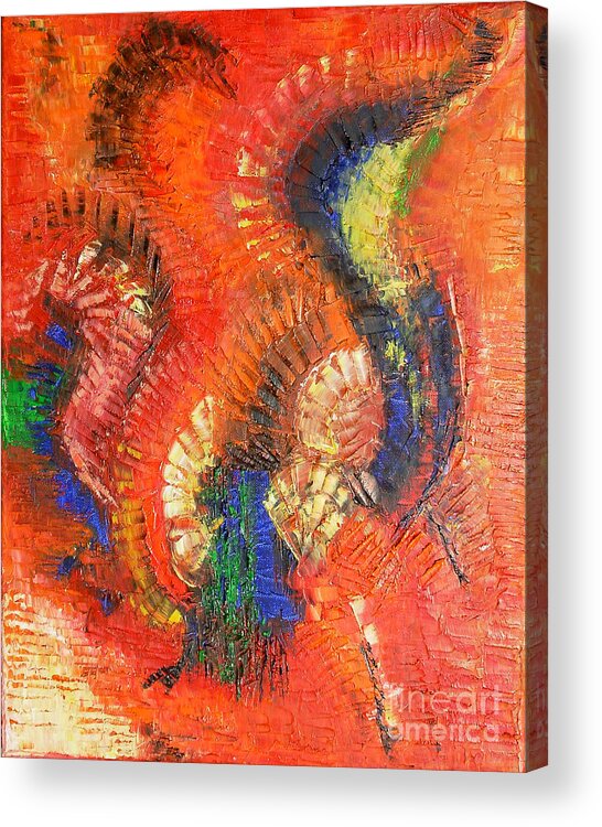 Abstract Painting Paintings Acrylic Print featuring the painting Bird Of Paradise by Belinda Capol