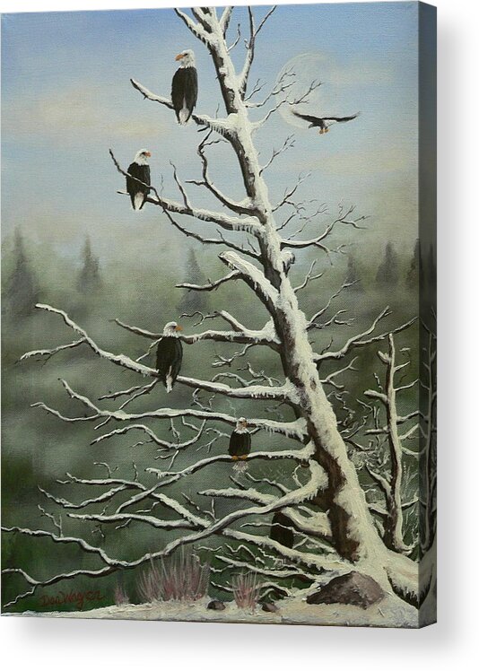 Eagles Acrylic Print featuring the painting Birds of a feather... by Dan Wagner