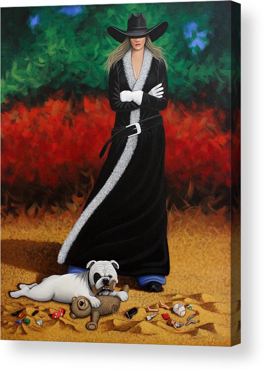 Dog Painting Acrylic Print featuring the painting Black Eyed Bully by Lance Headlee