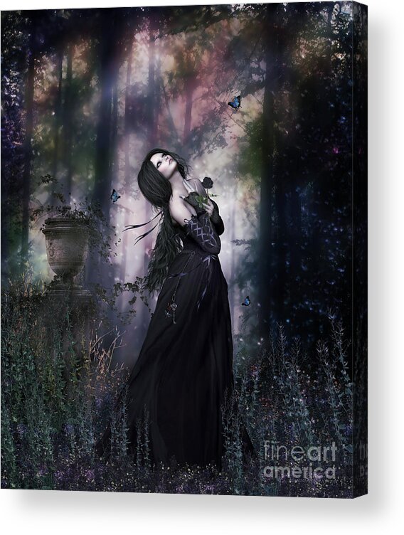 Plant Acrylic Print featuring the digital art Black Rose Gothic by Shanina Conway