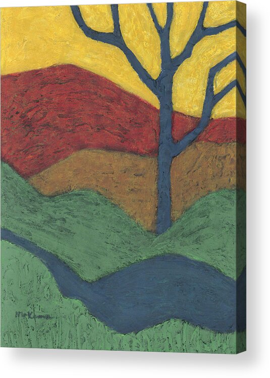 Japan Acrylic Print featuring the painting Blue Branches by Carrie MaKenna