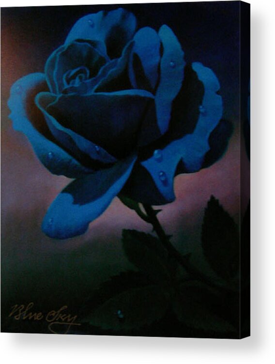 Rose Acrylic Print featuring the painting Blue Rose by Blue Sky