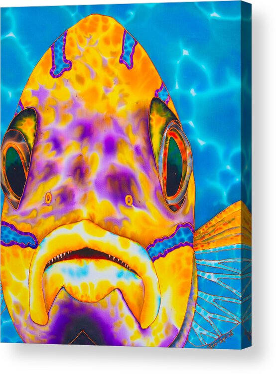 Blue-striped Snapper Acrylic Print featuring the painting Bluestriped Snapper by Daniel Jean-Baptiste