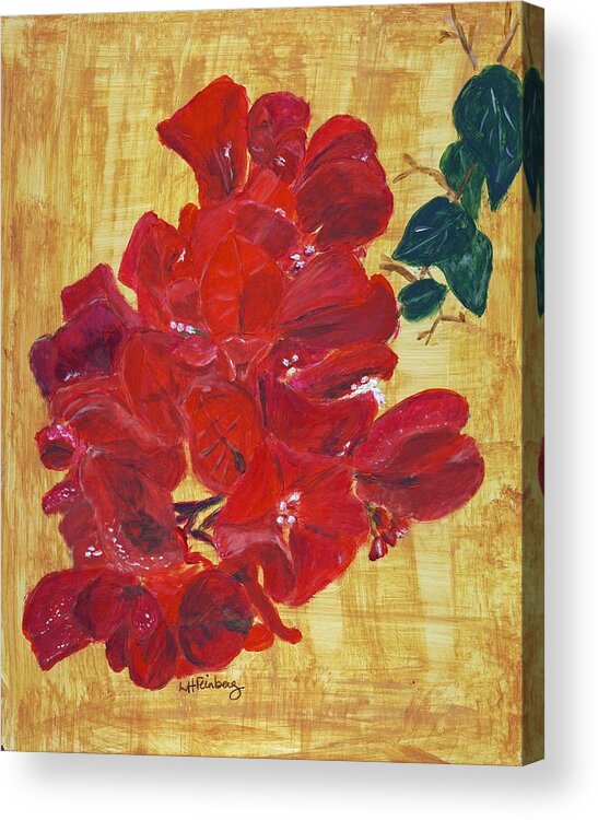 Flowers Acrylic Print featuring the painting Bougainvillea by Linda Feinberg