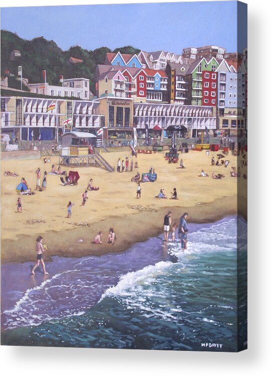 Bournemouth Acrylic Print featuring the painting Bournemouth boscombe beach sea front by Martin Davey