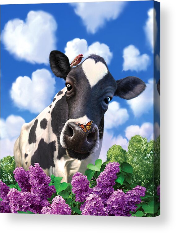 Cow Acrylic Print featuring the digital art Bovinity by Jerry LoFaro