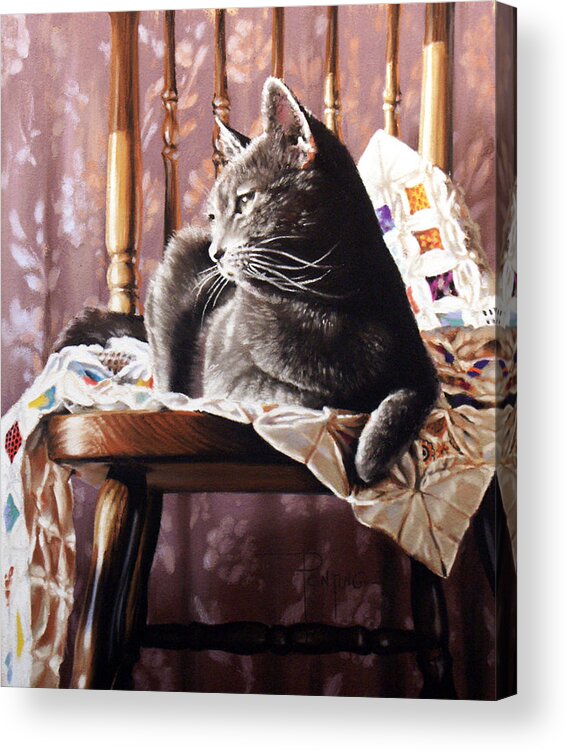 Cat Acrylic Print featuring the painting Brat Cat by Dianna Ponting