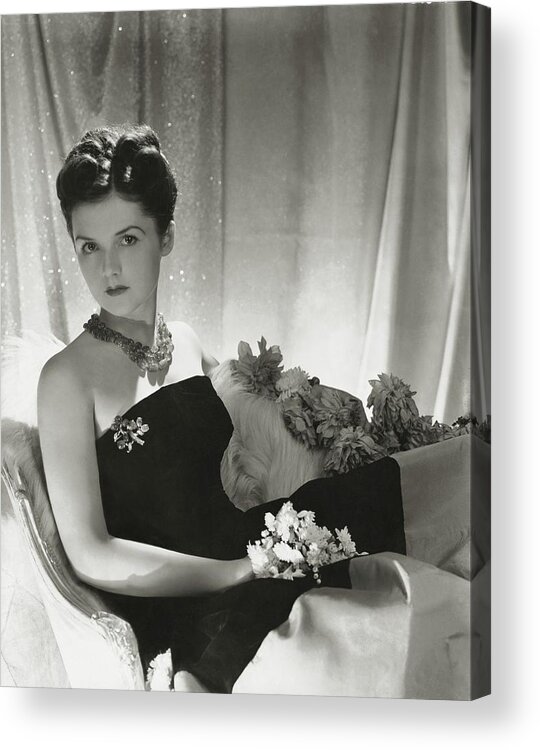 Beauty Acrylic Print featuring the photograph Brenda Frazier Wears A Strapless Velvet Dress by Horst P. Horst