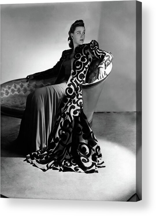Fashion Acrylic Print featuring the photograph Bridget Bate Tichenor Sitting On A Chaise Lounge by Horst P. Horst