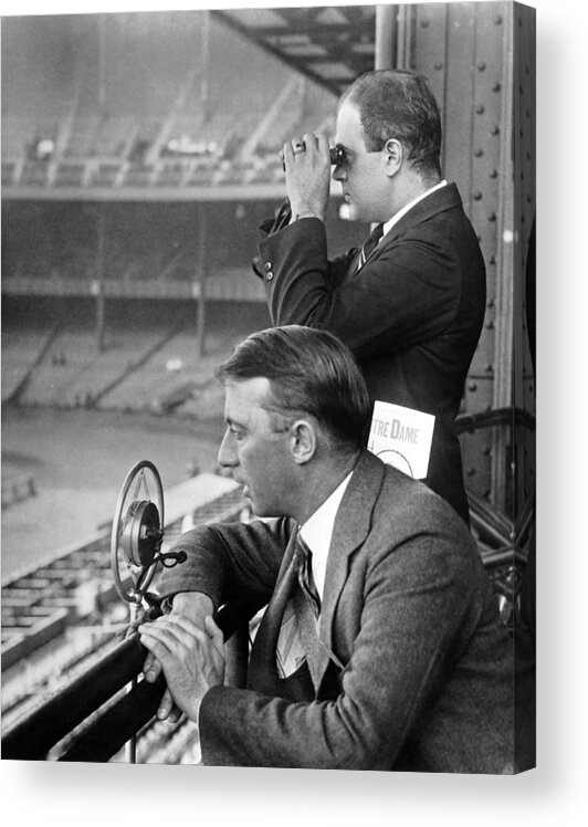 1930 Acrylic Print featuring the photograph Broadcasting A Football Game by Underwood Archives