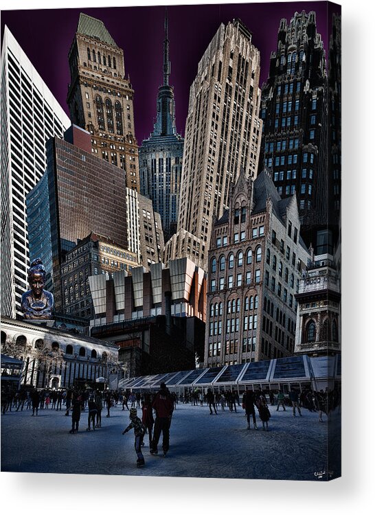 Bryant Park Acrylic Print featuring the photograph Bryant Park Collage by Chris Lord