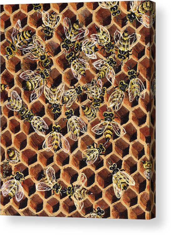 Bee Acrylic Print featuring the painting Busy Bee 2 by Darice Machel McGuire